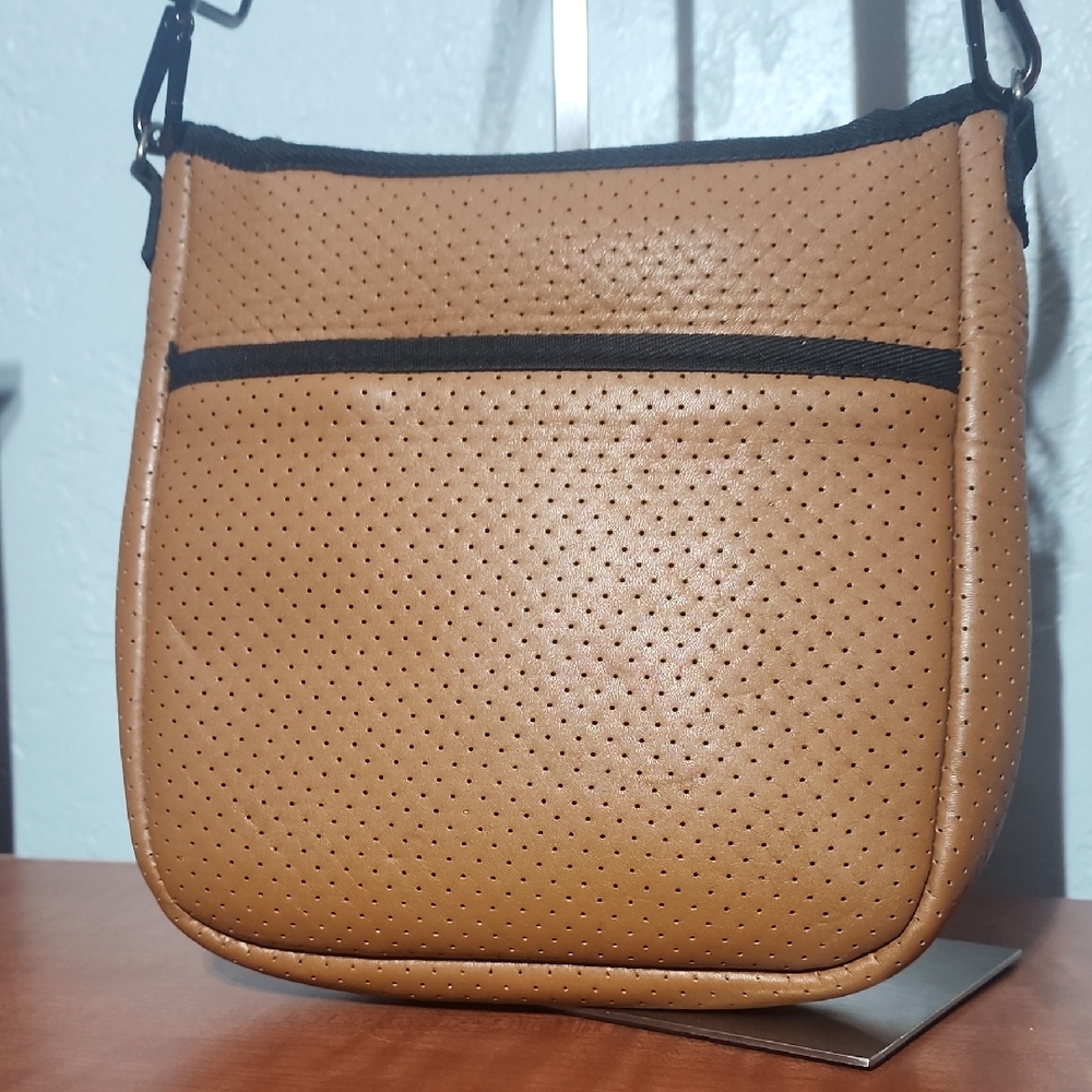HAUTE SHORE Tan Perforated Crossbody Bag